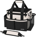 SCAVATA Compact Wearable Cleaning Caddy with Handle & Shoulder Straps | Small Cleaning Supplies Organizer, Under Sink & Car Cleaning Tools Storage Bag for Housekeepers Cleaners, Cream White