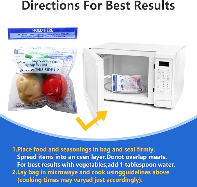 12 Pcs Zipper Steam Bags Reusable Microwave Steamer Cooking Bags Frozen Food Microwave Steam Bag for Vegetables Potatoes Meat, 7.1 X 7.9 Inches (12)