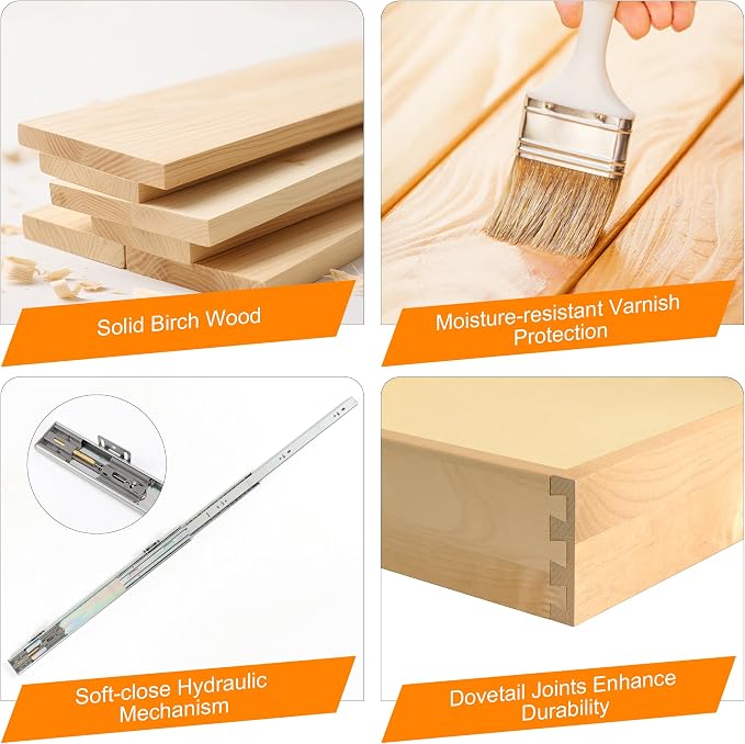 Pull Out Cabinet Organizer, 23" W x 21" D | Soft Close Pull Out Drawers for Cabinets with Heavy Duty Slides, Wood Slide Out Drawers for Kitchen Cabinets