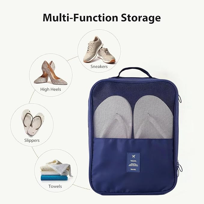 Travel Shoe Bag Holds 3 Pair of Shoes, Hezelf Shoe Storage Pouch for Travel and Daily Use, Travel Suitcase Shoe Organizer, Waterproof