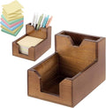 Crtiin 2 Pack Wood Sticky Note Holder, Walnut Color 2-in-1 Pen and Sticky Note Dispenser with 200 Sheets 3x3" Sticky-Notes, Elegant Desk Organizer for Office Home School Dorm Room