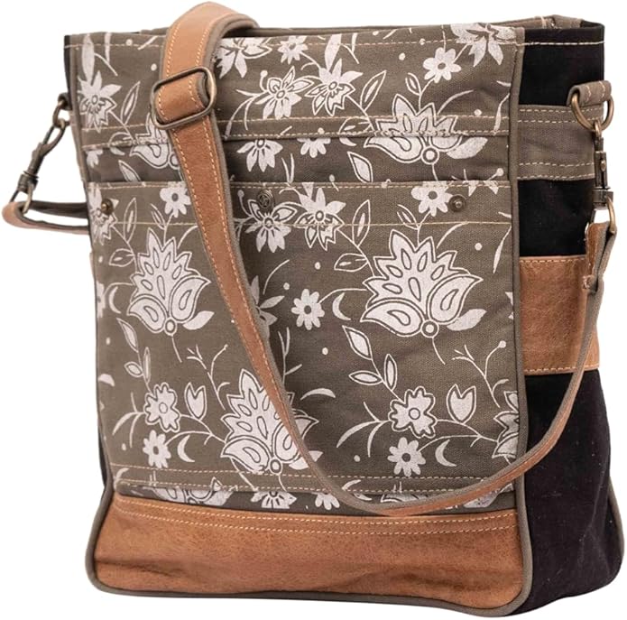 RAJERIYA Bags SEL de MER Upcycled Blossom Print Canvas & Leather Shoulder Bag, Canvas Crossbody Bags for Women