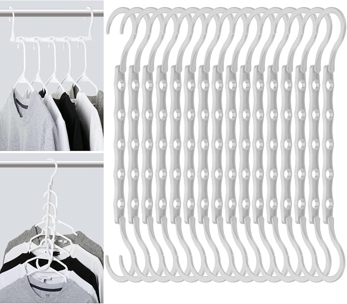 Mr. Pen- Space Saving Hangers, 16 pcs, 360° Rotating Hooks | Magic Cascading Hanger Organizer with 5 Enclosed Slots, Closet Organizers and Storage for Clothes