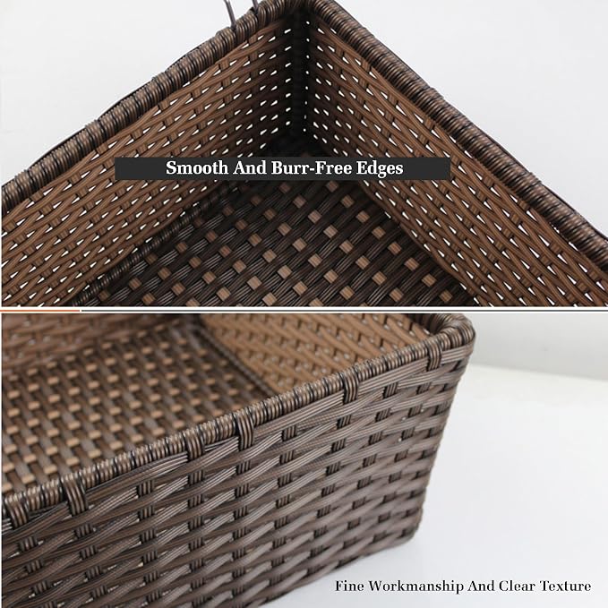 Pull Out Cabinet Storage Basket,Wardrobe Storage Organiser,Stackable Detachable Baskets Closet Storage Box,for Kitchen Office Wardrobes Cupboard Storage(Brown 2)