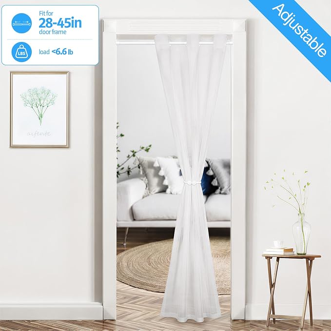 1 Pack Spring Tension Rods 28-45 Inches, 5/8 Inch Diameter White No Drill Spring Loaded Adjustable Extendable, Small Short Tension Curtain Rod for Windows Kitchen Doorway Closet Cupboard