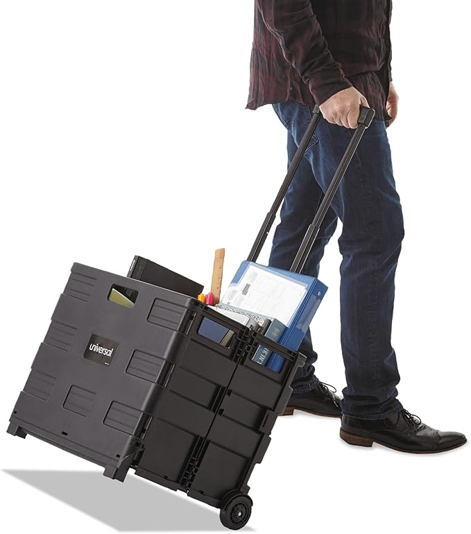 Universal Collapsible Mobile Storage Crate, 18 1/4"x15"x18 1/4" to 39 3/8", Black (14110)