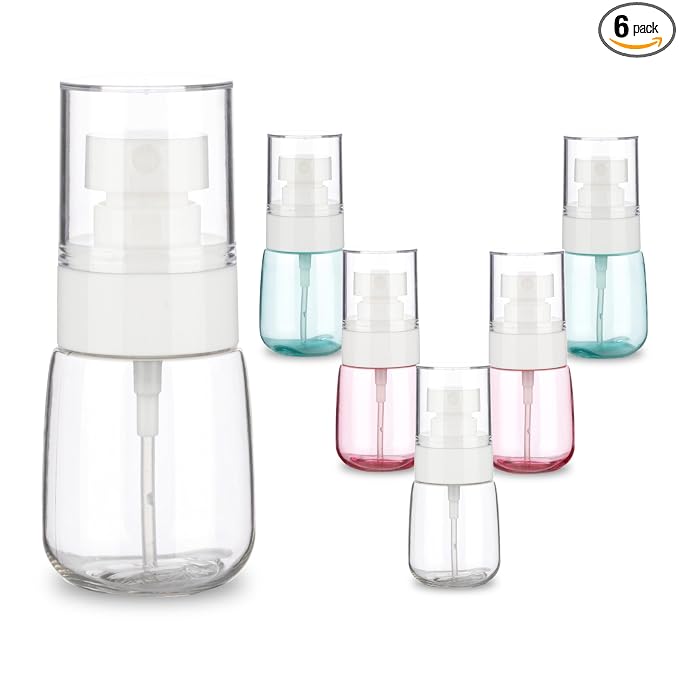 6 Pack 1oz/30ml Small Spray Bottle, Plastic Mini Spray Bottles, Travel Spray Bottle with Fine Mist,Tiny Spray Bottles with 9pcs Labels