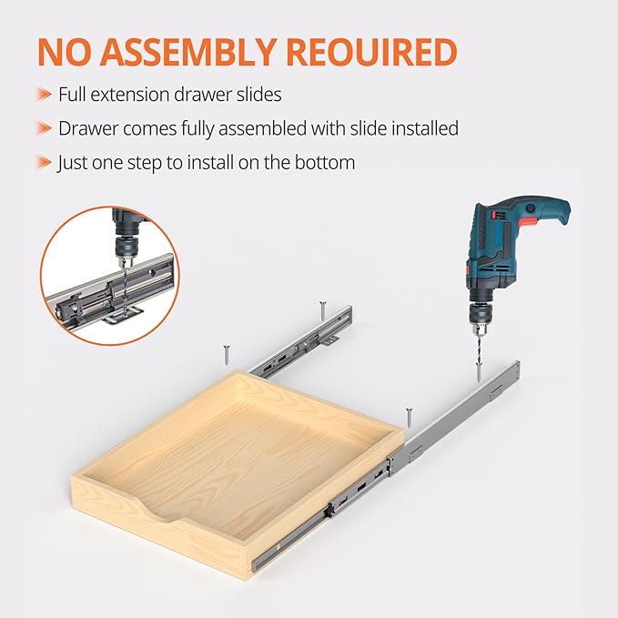 ZOINLIY 21''W X 21''D X 3''H Wooden Pull Out Drawer for Cabinet, Cabinet Organizer for Kitchen, Soft Close Slide Out Shelves, Heavy Duty, Fully Expandable