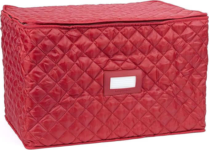 Covermates Keepsakes - Serveware Storage - Padded Protection - ID Window - Stain Resistant - Machine Washable - China Storage, Red