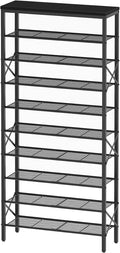 YATINEY 10 Tier Shoe Rack, Large Capacity Shoe Storage Organizer Holds 40 Pairs, Sturdy and Stable, for Entryway, Hallway, Closet, Dorm Room, Black SS10BB
