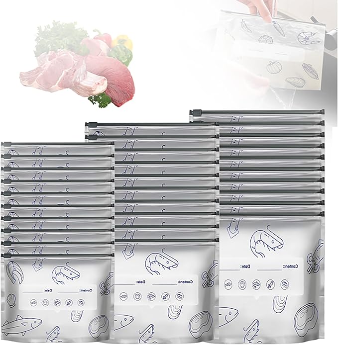 Reusable Aluminum Foil Sealable Storage Bags, Upgrade Reusable Food Storage and Preservation Slider Bags with a Stand-Up Bottom Design Preservations Bags for Kitchen (S+M+L, 30pcs)