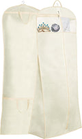 MISSLO 70" Bridal Wedding Gown Dress Garment Bag with Accessories Pouch Large Travel Garment Cover 8" Gusset (Beige)