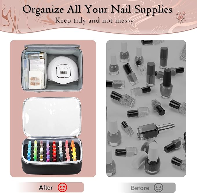 YOREPEK Extra Large Nail Polish Organizer Case for 96 to 100 Bottles (15ml) | Gel Polish Travel Case Bag with 2 Removable Pouches Fits Nail Supplies, Gel Nail Kit, UV lamp, Manicurist Nail Tech Gifts