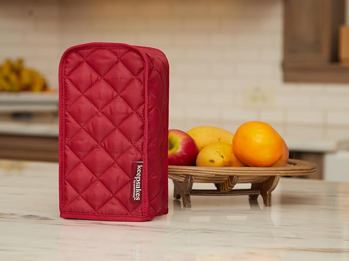 Covermates Keepsakes Square Appliance Cover – Quilted Kitchen Appliance Cover for Countertop Storage – Dust Protection – Stain Resistant – Washable – Slip-On Appliance Design, Red