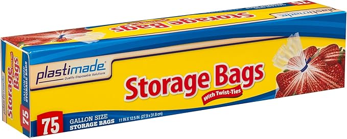 Disposable Plastic Storage Bags With Original Twist Tie, 1 Gallon Size, 300 Bags, Great Thanksgiving For Home, Office, Vacation, Traveling, Sandwich, Fruits, Cake, Cookies, Or Any Snack