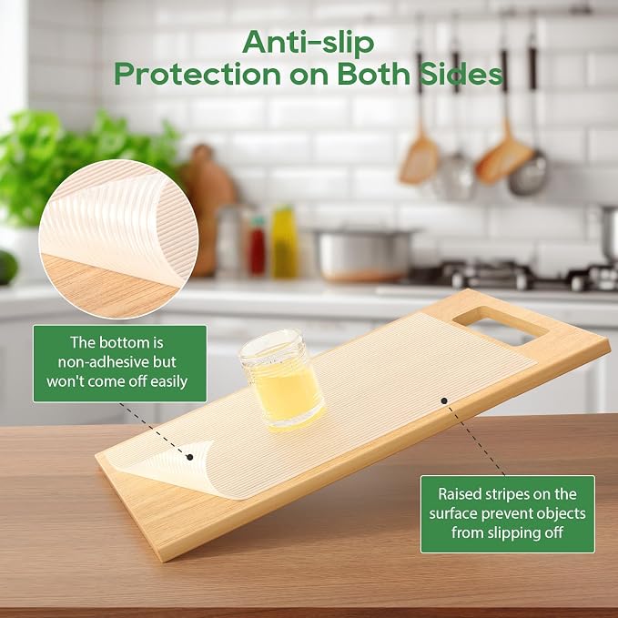 Anoak Shelf Liner Cabinet Liner, Non Adhesive Drawer Liner, Washable 12 Inch x 20 FT x 2Rolls Waterproof Durable Non-Slip Shelf Liner for Kitchen, Drawer, Refrigerator Stripe Clear