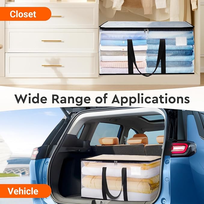 BlissTotes Moving Bags, 125L 6-Pack Storage Bags, Moving Box Heavy Duty Extra Large, Moving Totes with Zipper, Large Packing Bag with Reinforced Handles, Boxes for Packaging Moving