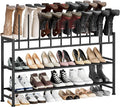 DIMJ Free Standing Shoe Racks - 3-Tier Boot Rack, Black Metal Boot Storage Organizer Tall Boots, Tall Boot Organizer for Closet, Multiuse Shoe Rack for Boots, Sneakers,Fit for 10 Pairs, Black
