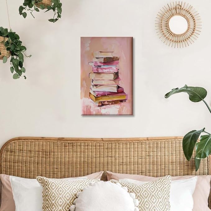 Pastel Book Stack Art Aesthetic Poster Canvas Wall Art Decoration Living Room Home Decor Bedroom Decoration Poster Unframed20x30inch