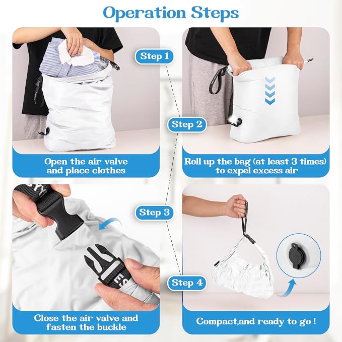 Travel Laundry Bag for Dirty Clothes, Waterproof Compression Bags | Moisture-resistant Vacuum Storage Bag, Space-Saving Laundry Storage Organizer for Cruise, Swimming, Gym