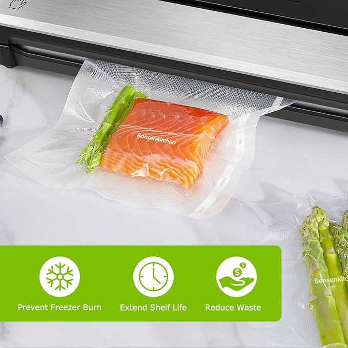 Bonsenkitchen 11"x150' Vacuum Sealer Bags with Cutter for Food Storage | Commercial Grade, Meal Prep and Sous Vide Cooking, Puncture Resistant Heavy Duty Design, BPA Free Food Grade Safe Material