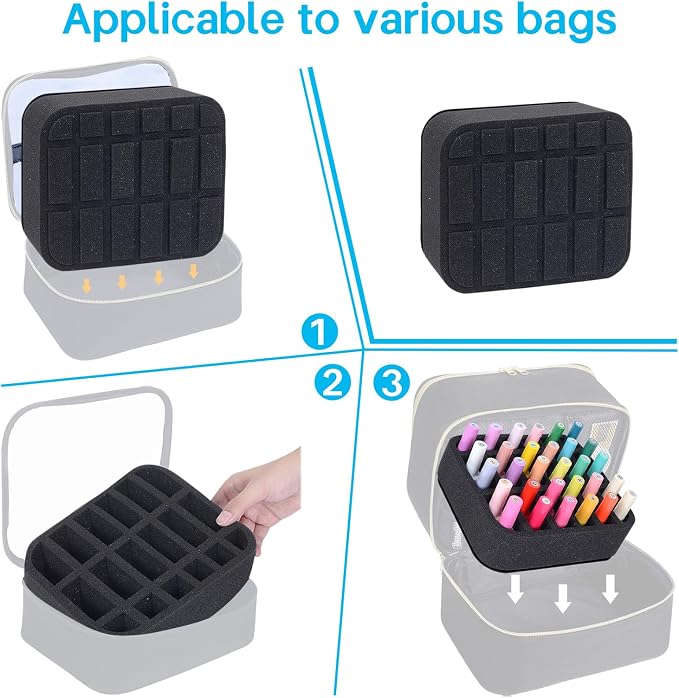 Nail Polish Organizer Holder Foam Pad DIY with 18 Slots for Storage Nail Polish or Essential Oil Tray for Drawers Black