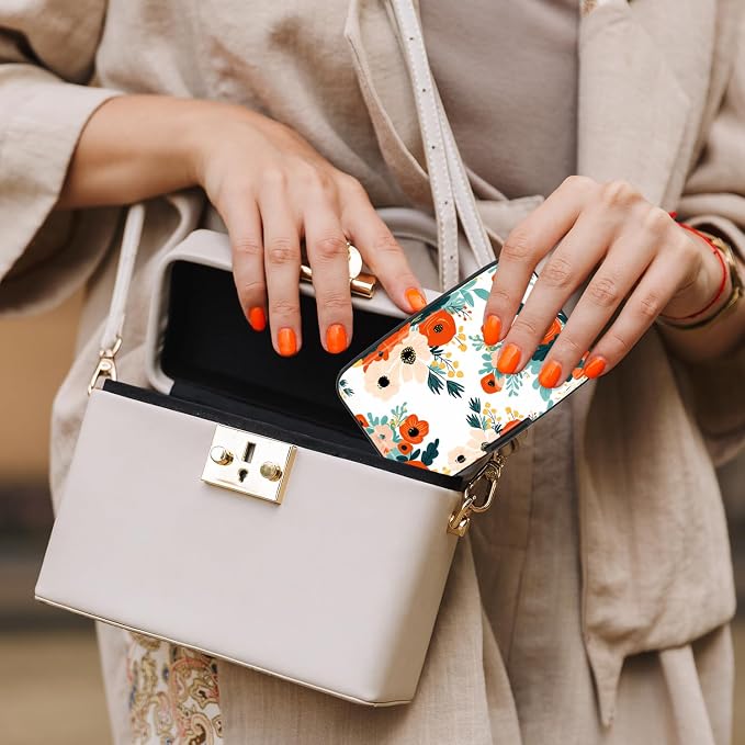 Card Holder Credit Cards Holder for Women RFID wallet women Business Card Holder Wallet Mini Aluminum Card Wallet RFID Blocking Slim Metal Hard Card for Women, Brightly Colored Flowers