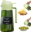 Olive Oil Sprayer & Dispenser Bottle for Cooking 16oz Dark Glass Oil Mister | 2-in-1 Oil Sprayer & Pourer, Fine mist, Light-Blocking, Wide Mouth for Easy Refill & Clean, 8 Oil Labels, Reusable