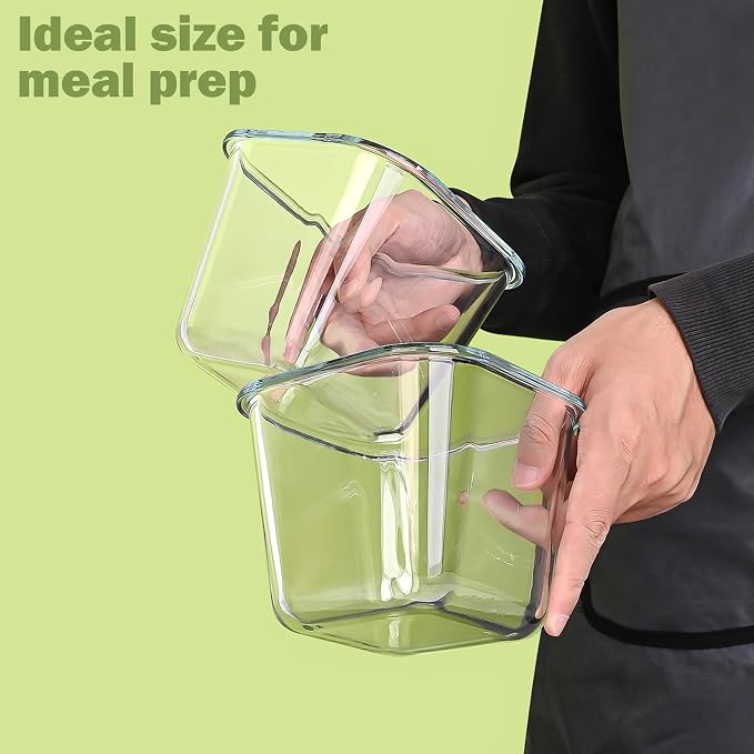 Borosilicate Glass Soup Containers with Lids, 4 Cup/32 oz, 4 Pack | Microwave Dishwasher Oven Freezer Safe | Airtight Leak Proof | Food Grade | Square Soup Meal Prep | Lunch | Food Storage Set