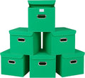Closet Organizers Fabric Storage Bins With Lids Collapsible Cube Storage Organizer Basket With Handles,Storage Boxes for Clothes Storage,Office,Laundry,Shelves,6 Pack,（Green）