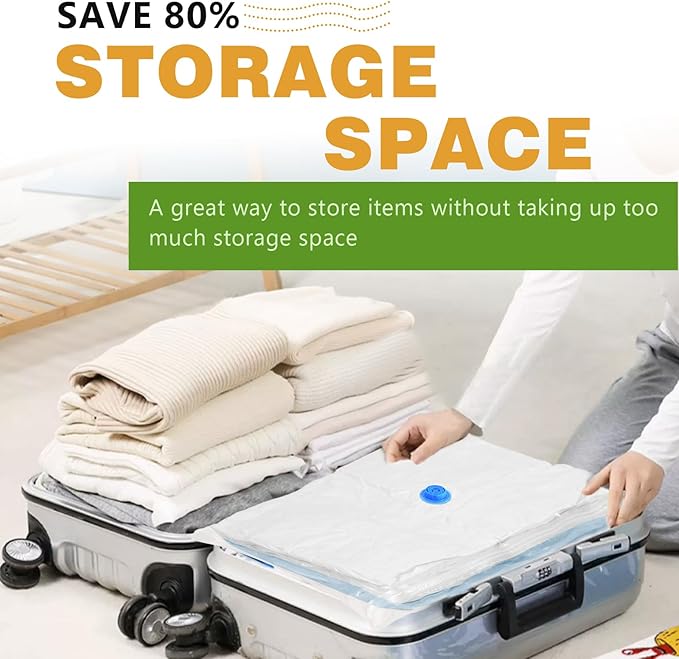 Vacuum Storage Bags with Electric Pump, 8 Pack (4 Jumbo 4 Large Vacuum Seal Bags for Clothing) Storage Bags Vacuum Sealed Bags for Travel, Luggage, Bedding, Blankets