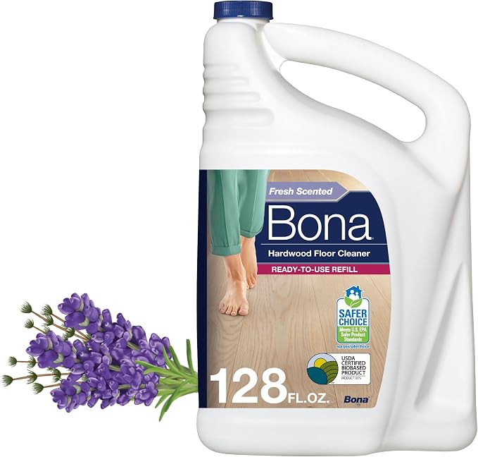 Bona Hardwood Floor Cleaner Refill - 128 fl oz - Lavender Thyme Scent | Residue-Free Floor Cleaning Solution Spray Mop and Spray Bottle Refill - For Wood Floors
