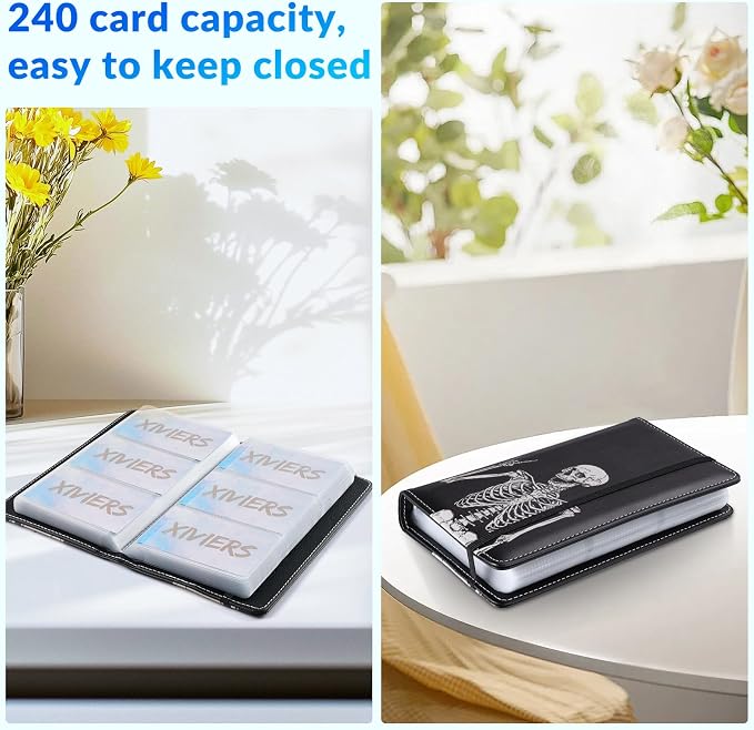Pu leather business card organizer， 240 Capacity business card holder organizer，Credit card holder for women and men