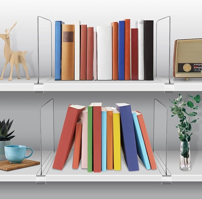 11 Inches Tall [Extra Tall Version] Shelf Dividers for Closet Organization and Storage, 8 Pack Purse Organizer for Closet Acrylic Bookshelf for Organization, Perfect for Sweater Shirts Handbags
