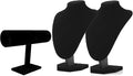 Comelyjewel 3pcs Jewelry Display Set – Velvet Necklace Stand & Bracelet Holder, Tangle-Free Jewelry Organizer for Home & Craft Show Display, Black Necklace Holder Stand for Vendors & Vanity