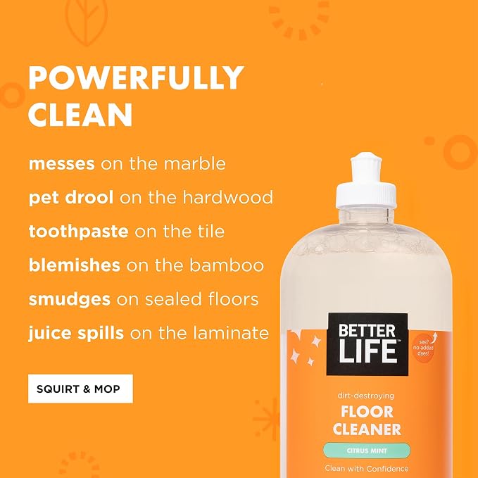 Better Life Floor Cleaner - Liquid Multipurpose Cleaner for Wood, Tile, Laminate, Vinyl, Bamboo - Hardwood Floor Cleaner for Mopping - Citrus Mint, 32 Fl Oz (Pack of 2)