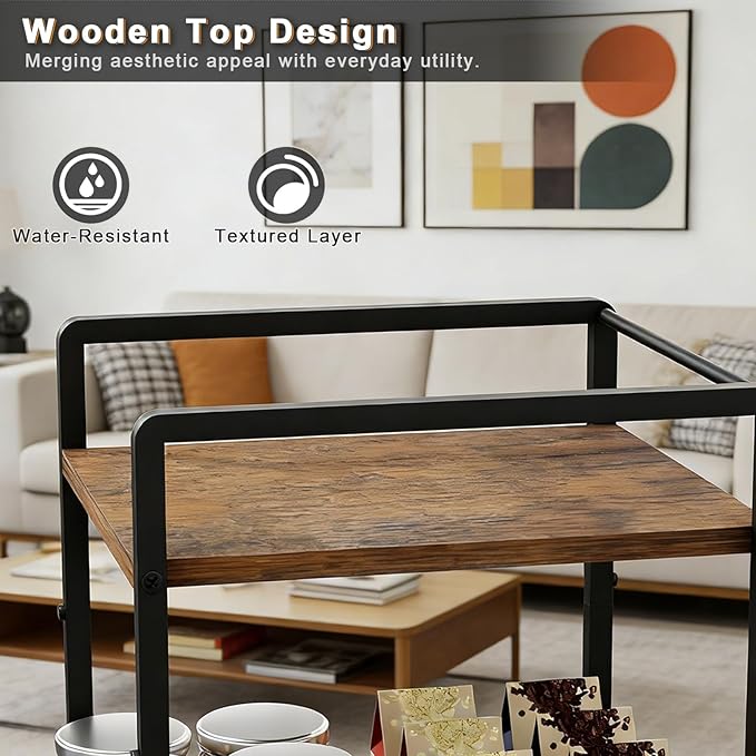 6-Tier Slim Rolling Storage Cart with Wheels, Metal Organizer Tall Rolling Cart, Wood Top Narrow Mobile Utility Cart with Pull-Out Baskets for Kitchen, Bathroom, Laundry Room, 13in(W) Black