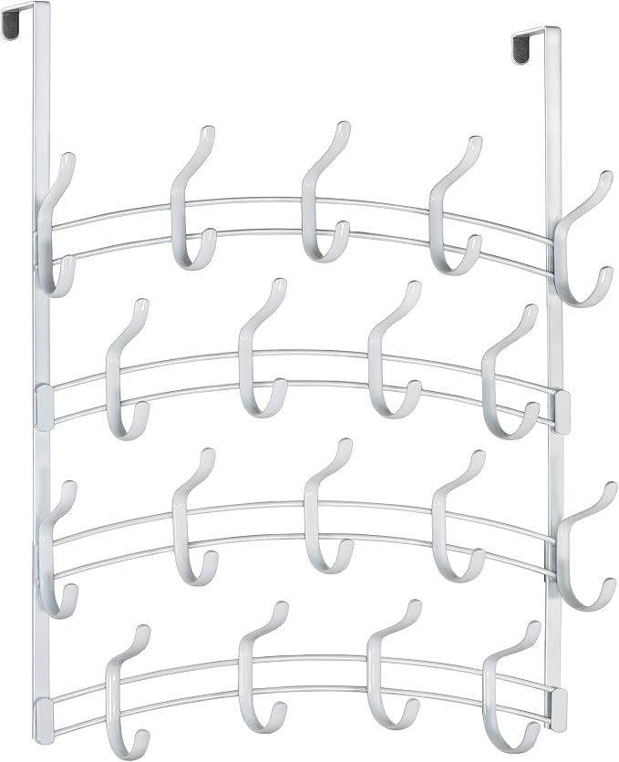 LYNK Professional® Home™ Over the Door Hooks - 36 Hook – Over the Door Coat Rack - Over the Door Hanger - Hanging Towels or Clothes - Bathroom, Bedroom, Laundry Room - Lifetime Ltd. Warranty, White
