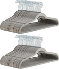 Amazon Basics Slim Velvet Non-Slip Space Saving Suit Clothes Hangers for Closet Organization, Gray/Silver, 100-Pack