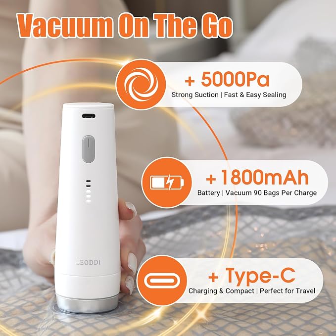 Vacuum Storage Bags for Travel with Rechargeable Cordless Pump, 20 Pack Compression Packing Bags for Luggage and Suitcase, Space Saver Seal Bag for Clothes and Clothing