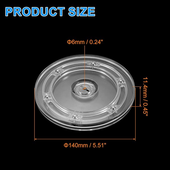 uxcell Acrylic Lazy Susan Turntable, 5.5 Inch Clear Turntable Organizer Ball Bearing 360 Degree Rotating Tray for Spice Rack Table Cake Kitchen Pantry Decorating Bathrooms
