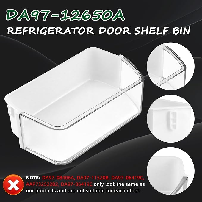 2 PACK DA97-12650A Refrigerator Door Shelf Bin (Right) fit for Sam-sung Refrigerator Parts RF260, RF261, RF263 Replaces DA63-06963 DA63-07104A - BY AMI PARTS