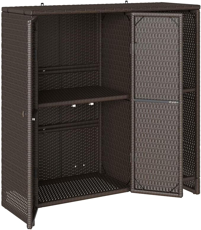 vidaXL Storage Cabinet with Storage Brown 100 x 36 x 102 cm Rattan, Chic Rattan Storage for Living Room, Multi-Use Cabinet, Stylish Design for Easy Home Organization
