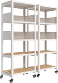 HOMEDANT 5-Tier Rolling Shelving Unit with Lockable Wheels Multipurpose Storage Cart with Pegboards for Kitchen Laundry Pantry 24" W 2Pack