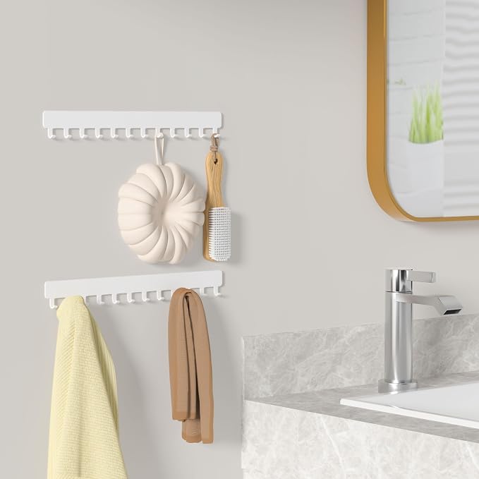 Necklace Holder Hanging Jewelry Organizer - Self-Adhesive Wall Mounted for Necklaces, Bracelets, 2 PCS, White
