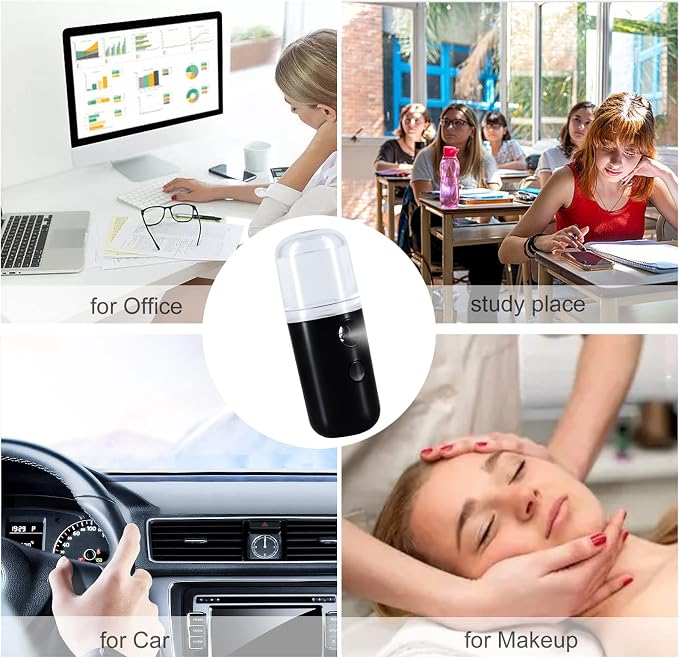 Face Mister,Portable Nano Mister for Eyelash Extensions Daily Care Black | Handheld Humidifier Facial Mister USB Rechargeable Nano Facial Mister with 1OZ Large Capacity Screwing Visual Water Tank