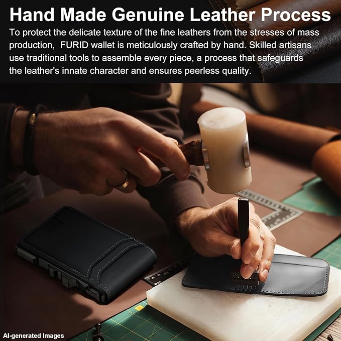 furid Genuine Leather Wallet for Men: Slim RFID Smart Minimalist Wallet | Credit Card Holder for Front Pocket wallet with Money Clip Full Grain - Gifts for Husband Father on Birthday Anniversary