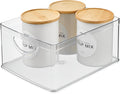 iDesign Plastic Stackable Kitchen Cabinet Storage Bin, Clear | With Handles, Pantry Organizer