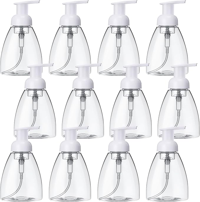 Eboot 12 Pcs 8 oz Foaming Soap Dispenser Foaming Pump Bottle Travel Hand Soap Pump Foam Dispenser Bottle Plastic Press Bottles Empty Refillable Plastic Container for Liquid Shampoo