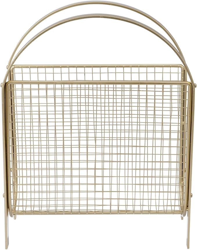 MyGift Magazine Rack, Floor Freestanding Magazine Holder for Bathroom Bedroom Office, Books Newspapers File Mail Organizer, Mid Century Modern Decor Wire Storage for Tablets and Documents